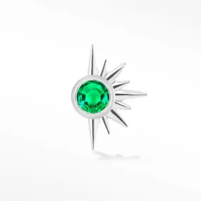 Emerald Flat Back Earring Demi Star 14k White