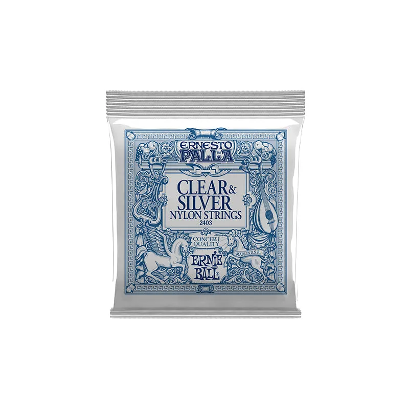 Ernie Ball Ernesto Palla Clear and Silver Nylon Classical Guitar Strings - Med Tension