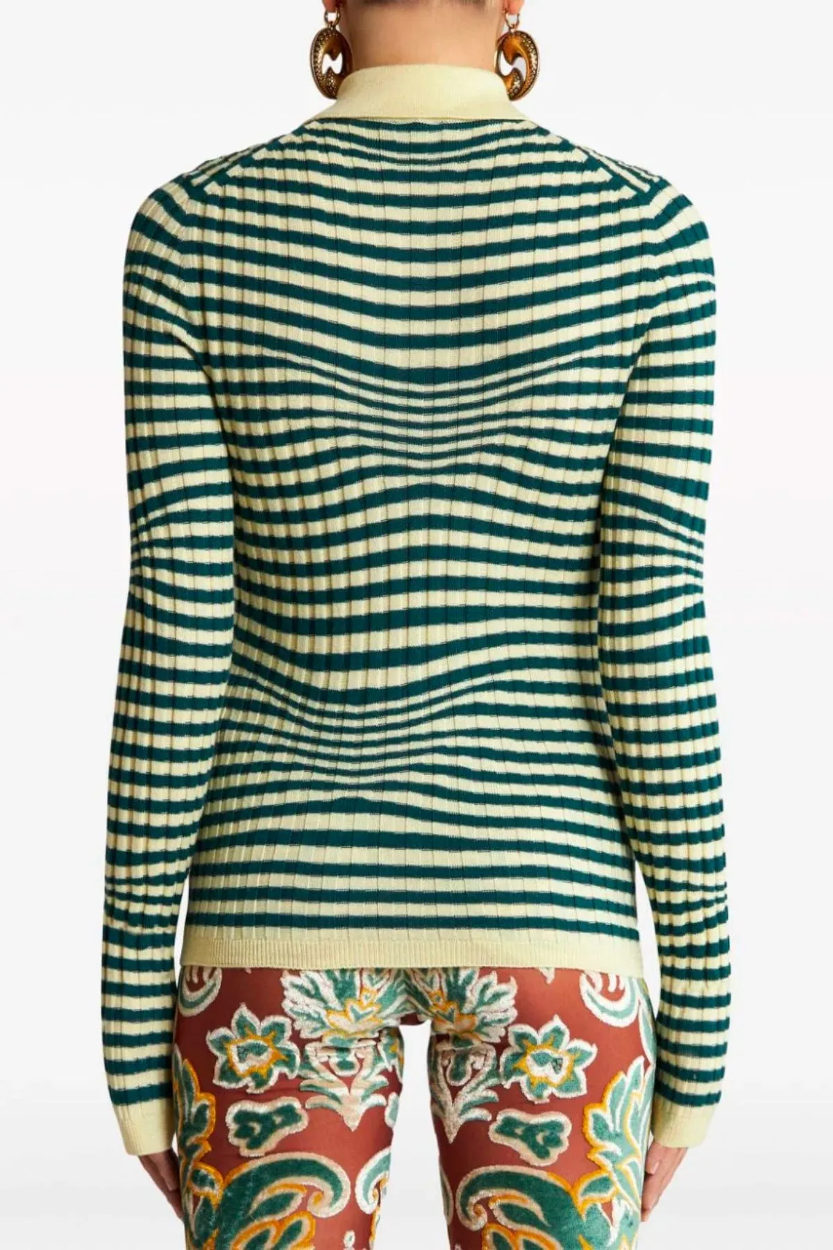 Etro Striped Knitted Polo Jumper - Green