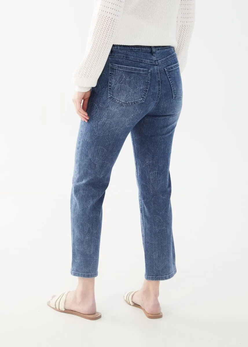 FDJ Printed Pull-On Straight Crop Denim Jeans d2561699 S24