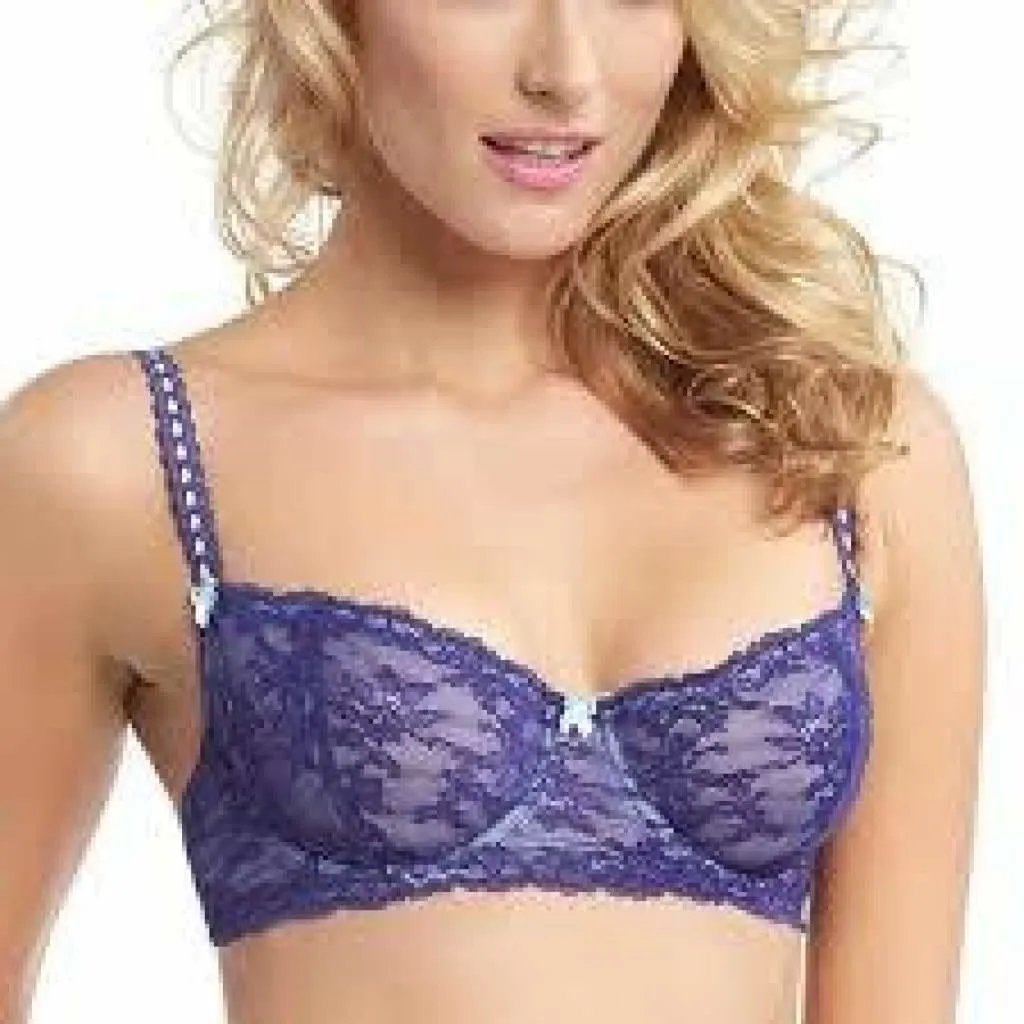 Felina 5894 Harlow Sheer Lace Full Busted Demi Underwire Bra 32DDD Navy Blue