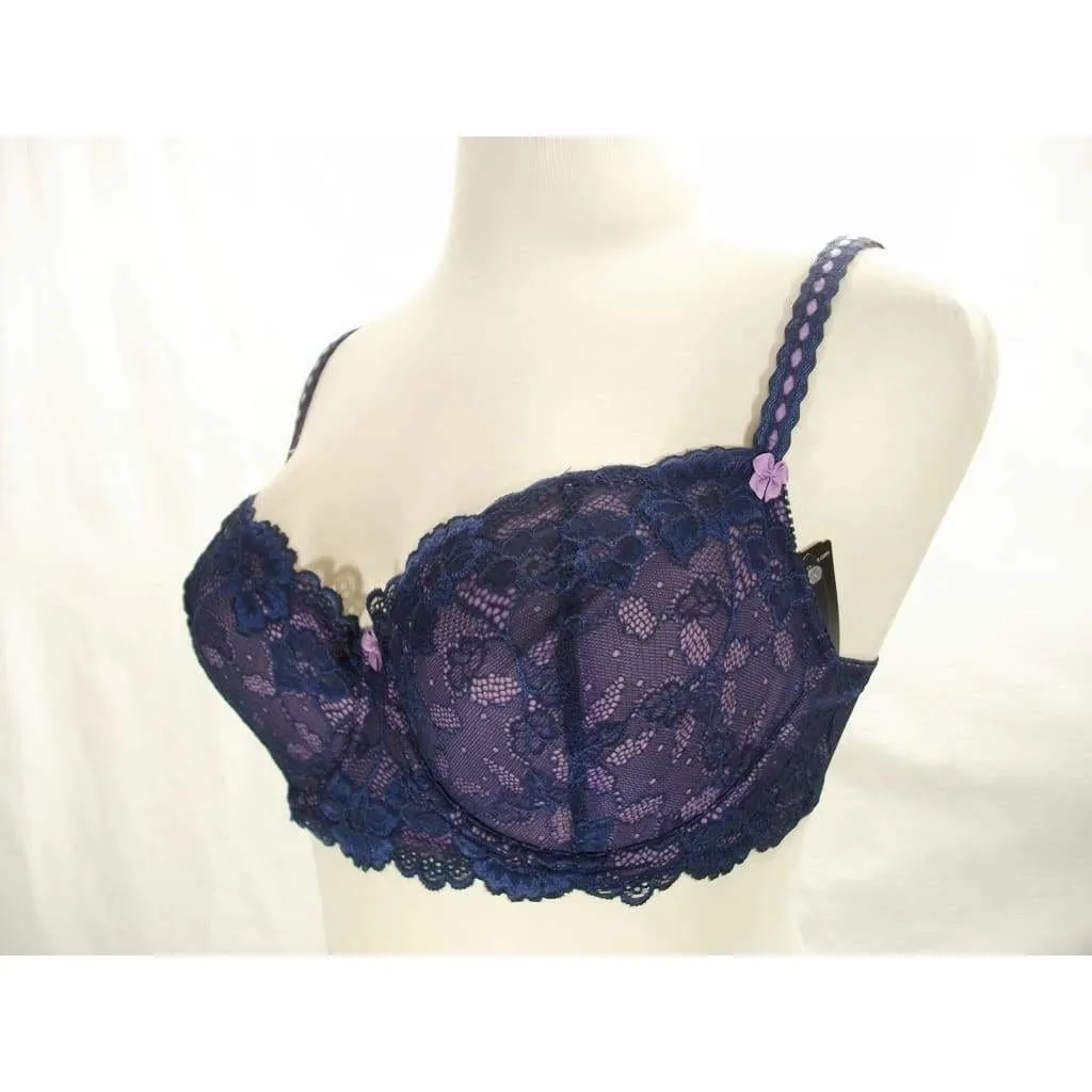 Felina 5894 Harlow Sheer Lace Full Busted Demi Underwire Bra 32DDD Navy Blue