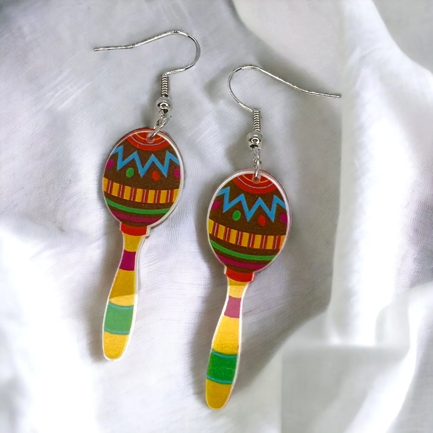 Fiesta Maracas Earrings - Mexican Noise Makers, Halloween Earrings, Halloween Costume, Cinco de Mayo, Taco Tuesday, Dia de los Muertos