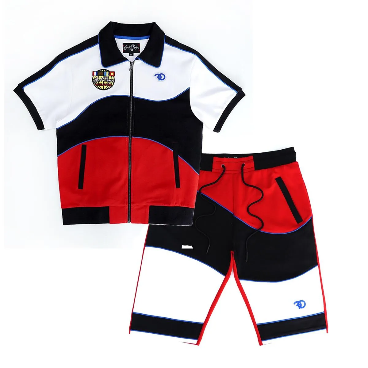 Frost Originals 'Worldwide' Zip Up Polo Shirt (Wht/Blk/Red) F534