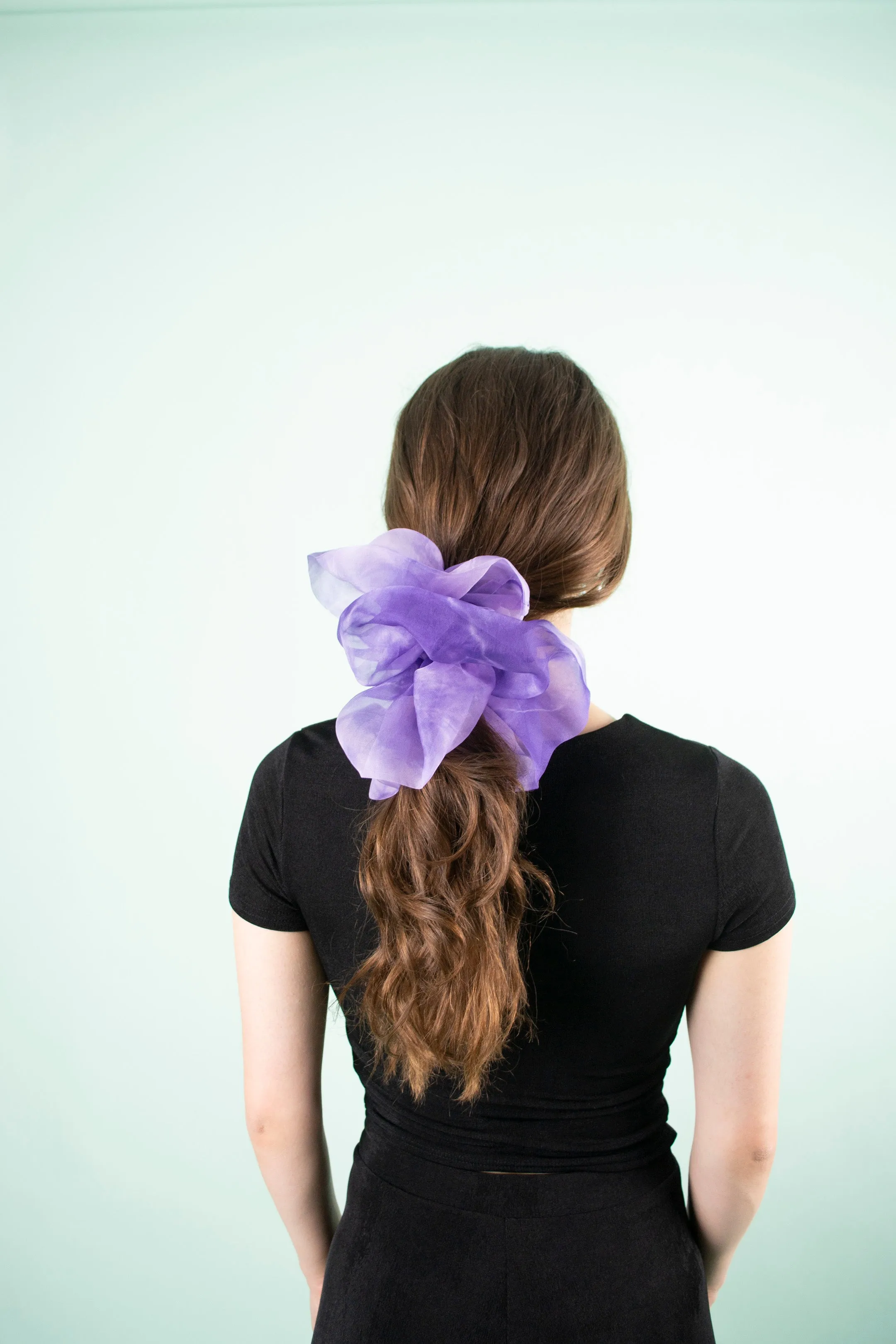 Giga Scrunchie in Periwinkle Tie-Dye Silk Organza