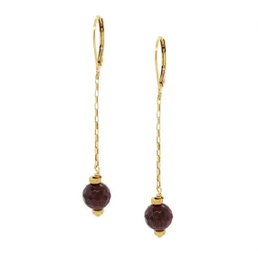 GOLD FILLED DANGLE EARRINGS WITH GARNET