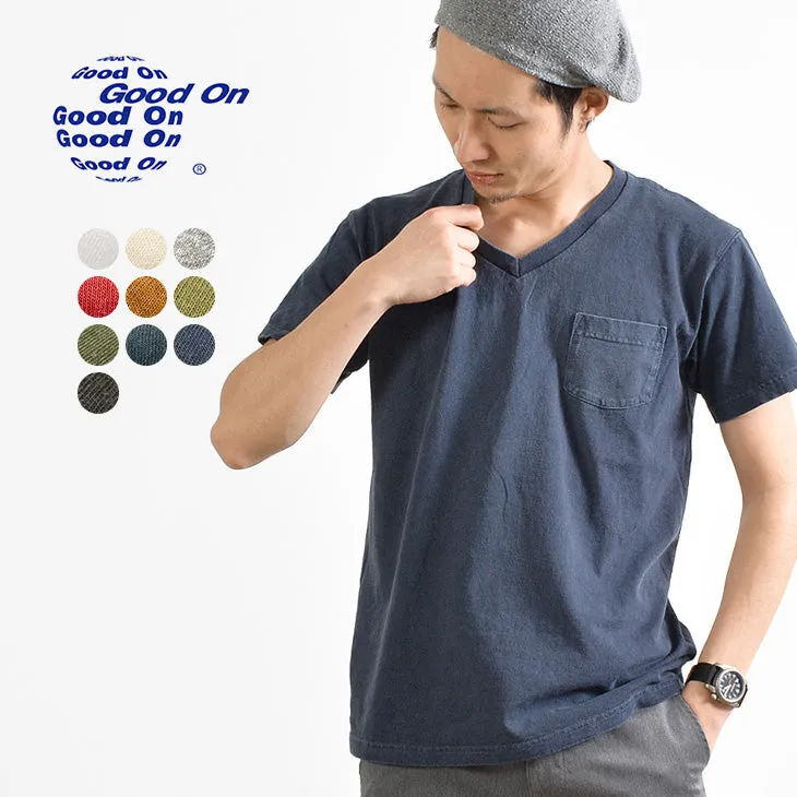 GOOD ON / GOST1408 Short sleeve V-neck pocket T-shirt