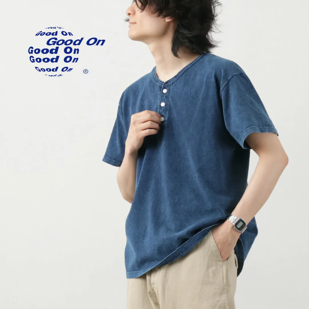 GOOD ON / Short Sleeve Henley T-Shirt / Indigo Shave