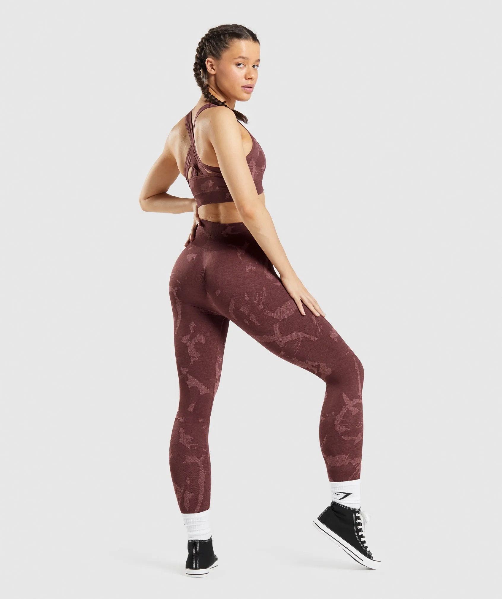 Gymshark Adapt Camo Seamless Leggings - Savanna | Cherry Brown