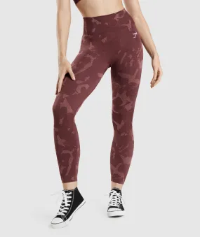 Gymshark Adapt Camo Seamless Leggings - Savanna | Cherry Brown