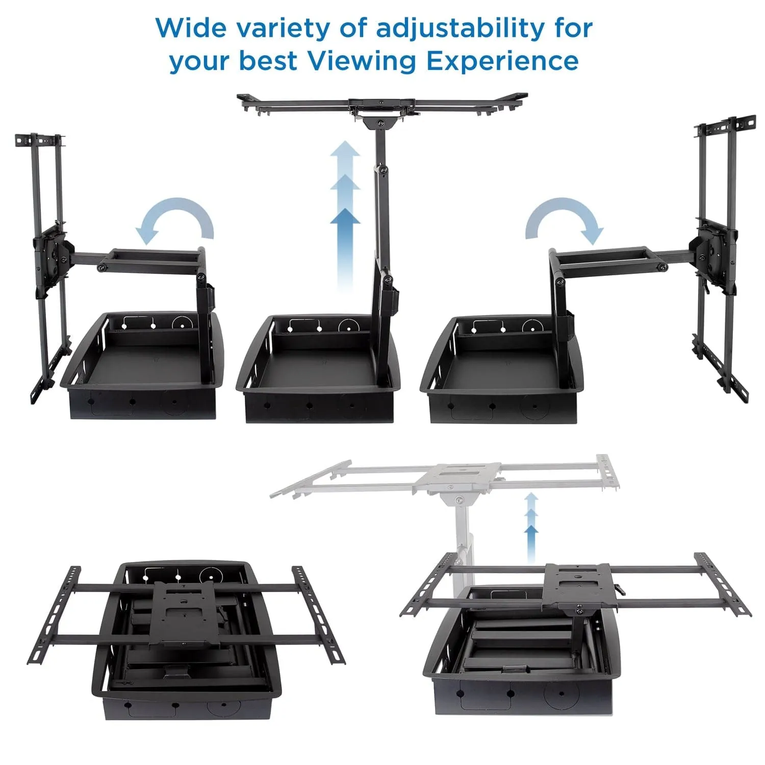 Heavy Duty Full Motion TV Wall Mount with Long Extension and Recessed Base