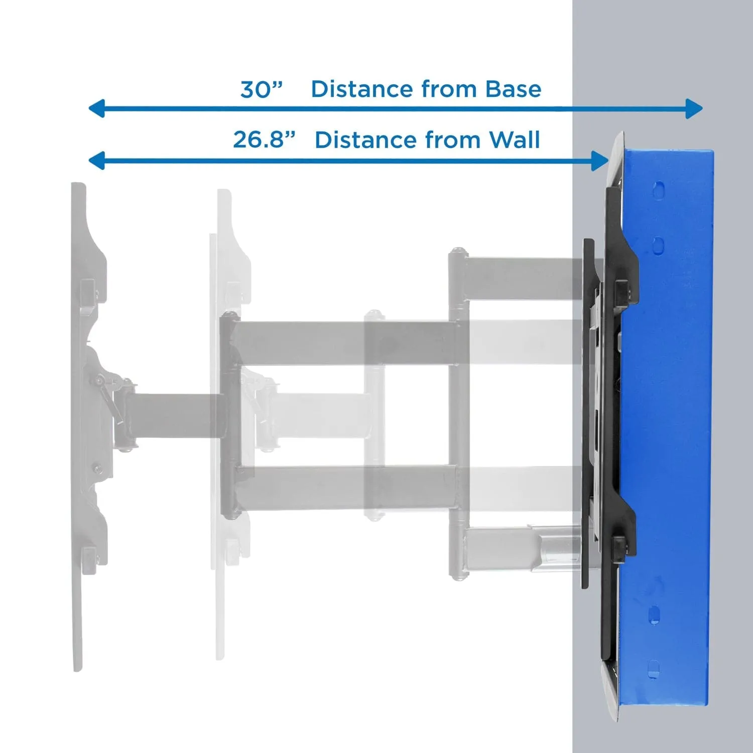 Heavy Duty Full Motion TV Wall Mount with Long Extension and Recessed Base