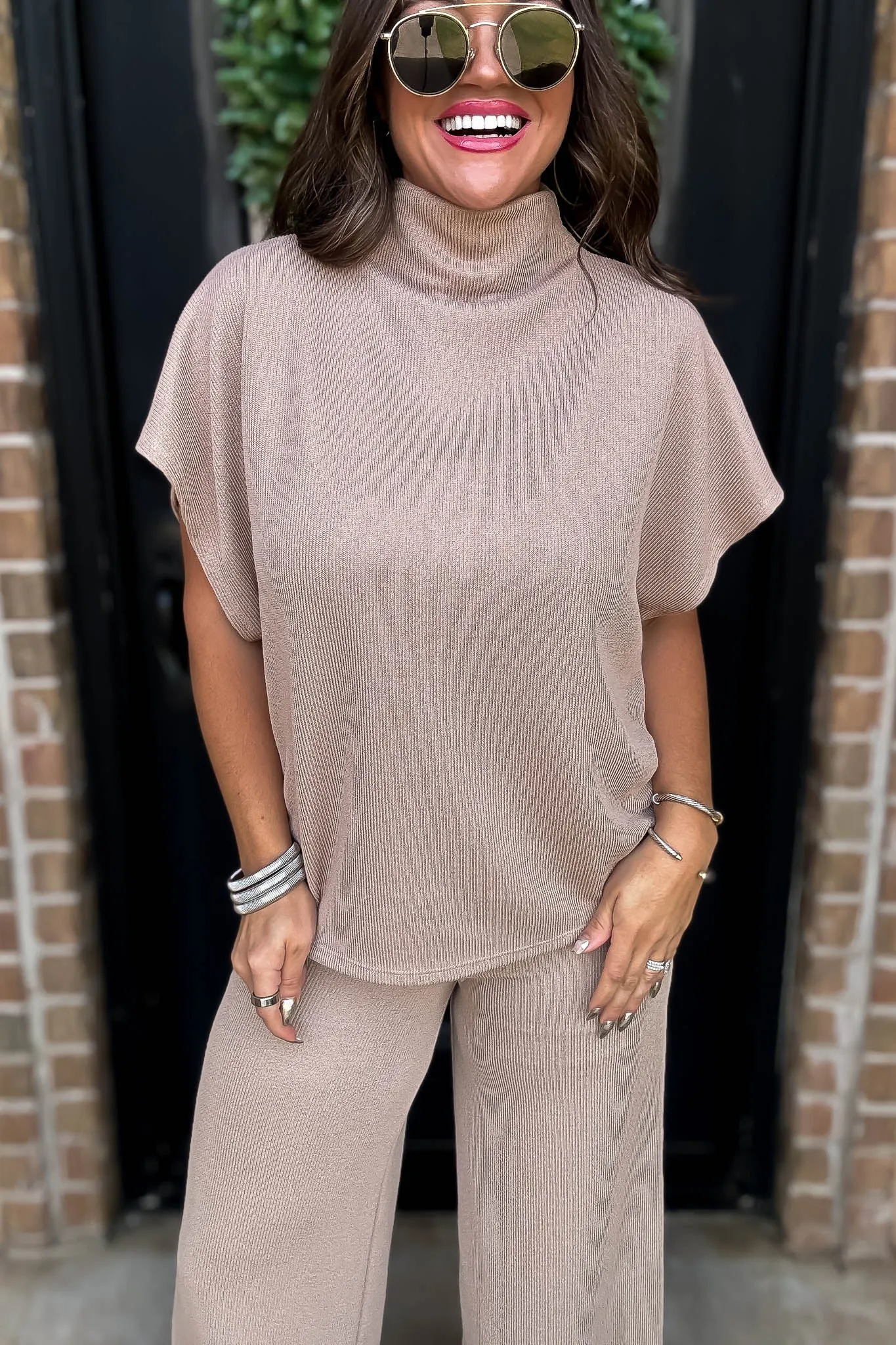 Here For It Beige Dolman Sleeve Top