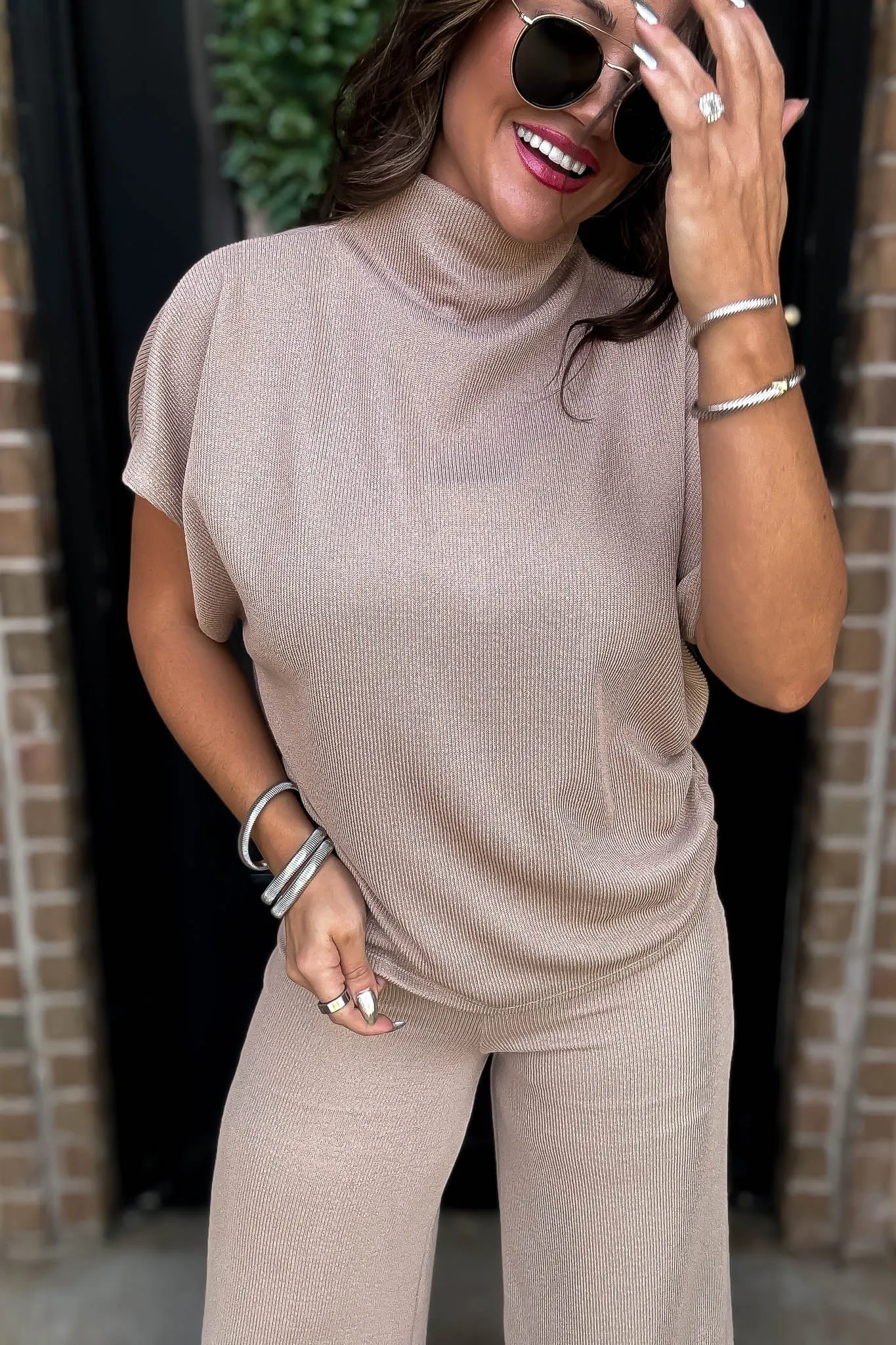 Here For It Beige Dolman Sleeve Top