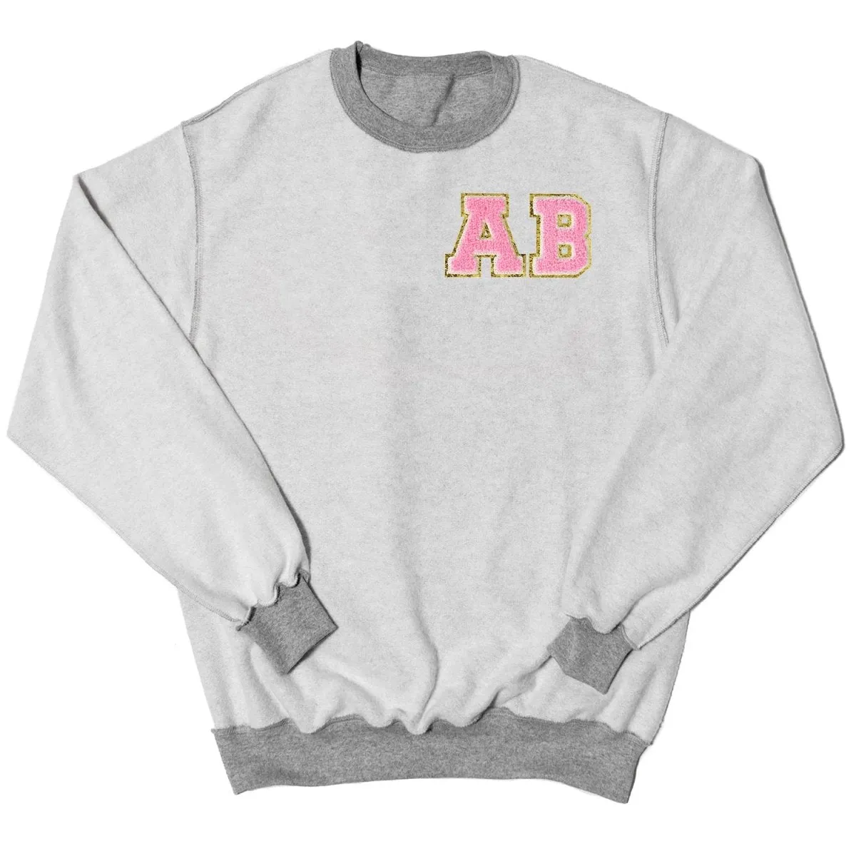 Initialed 'Inside Out' Letter Patch Crewneck Sweatshirt