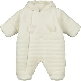 Ivory Fleece Baby Pramsuit