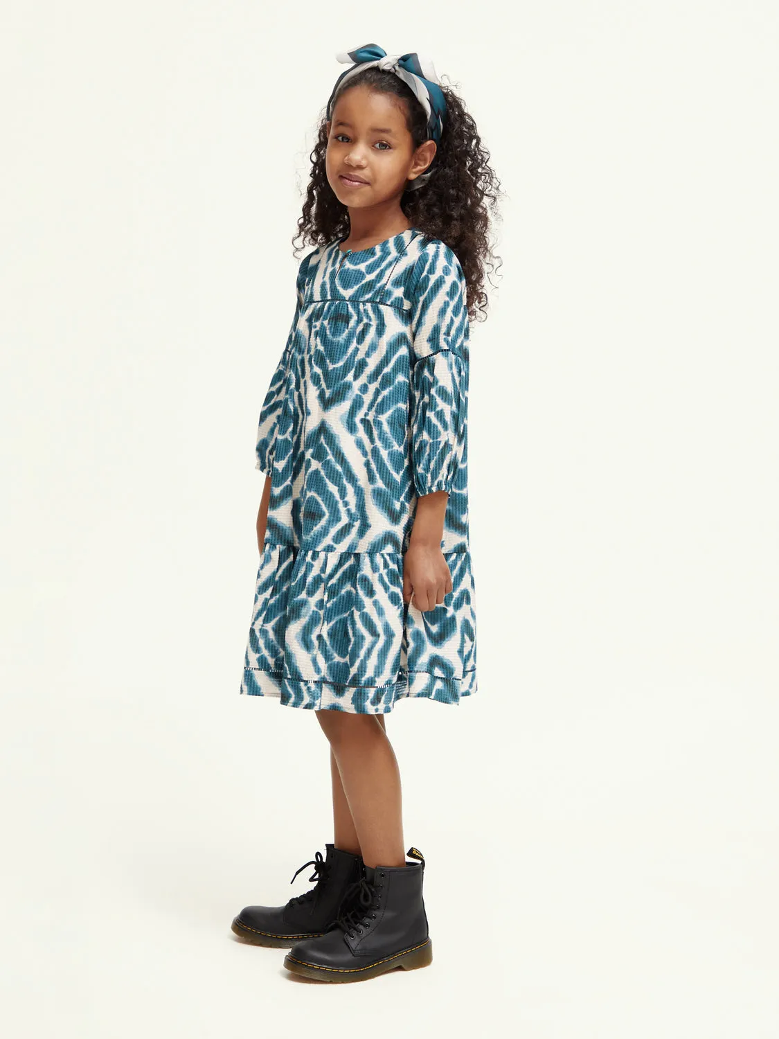 Kids - All-over printed ladder tape dress