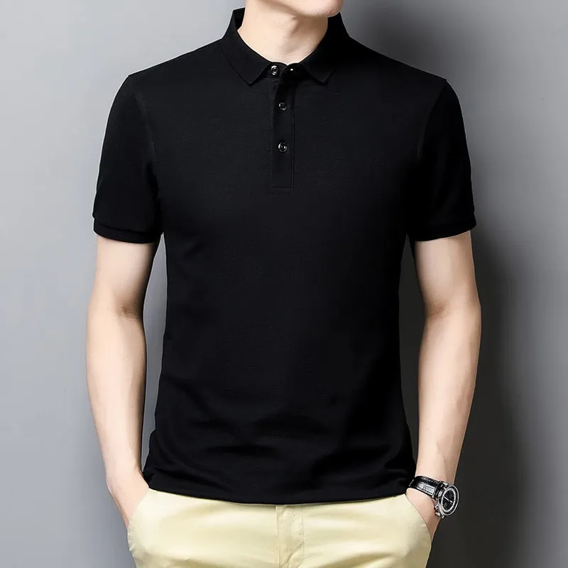 Korean Style Solid Polo Shirt Men's Short Sleeve Summer T Shirt Men's Clothing Streetwear Polo Shirt Korean Clothing