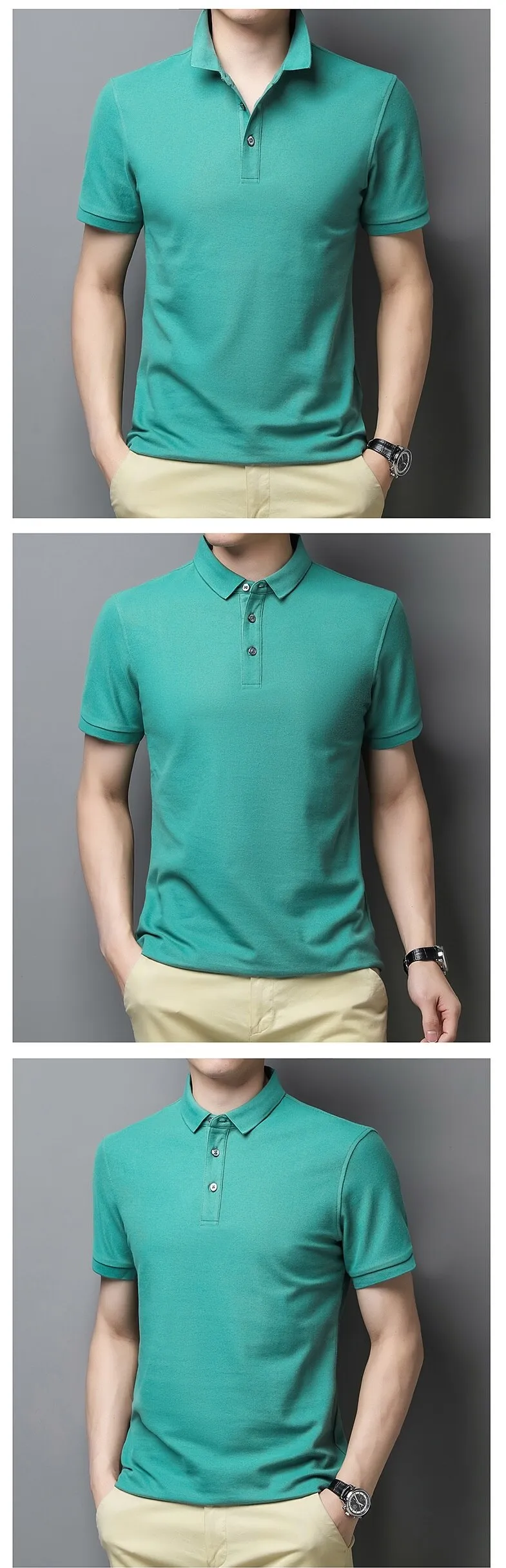 Korean Style Solid Polo Shirt Men's Short Sleeve Summer T Shirt Men's Clothing Streetwear Polo Shirt Korean Clothing