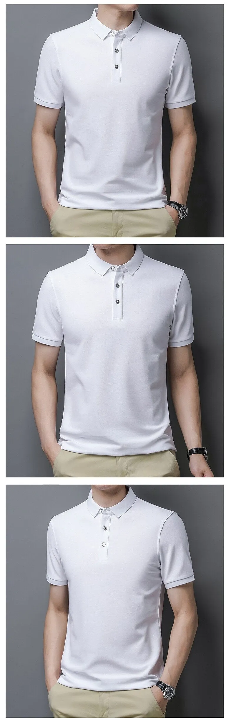 Korean Style Solid Polo Shirt Men's Short Sleeve Summer T Shirt Men's Clothing Streetwear Polo Shirt Korean Clothing