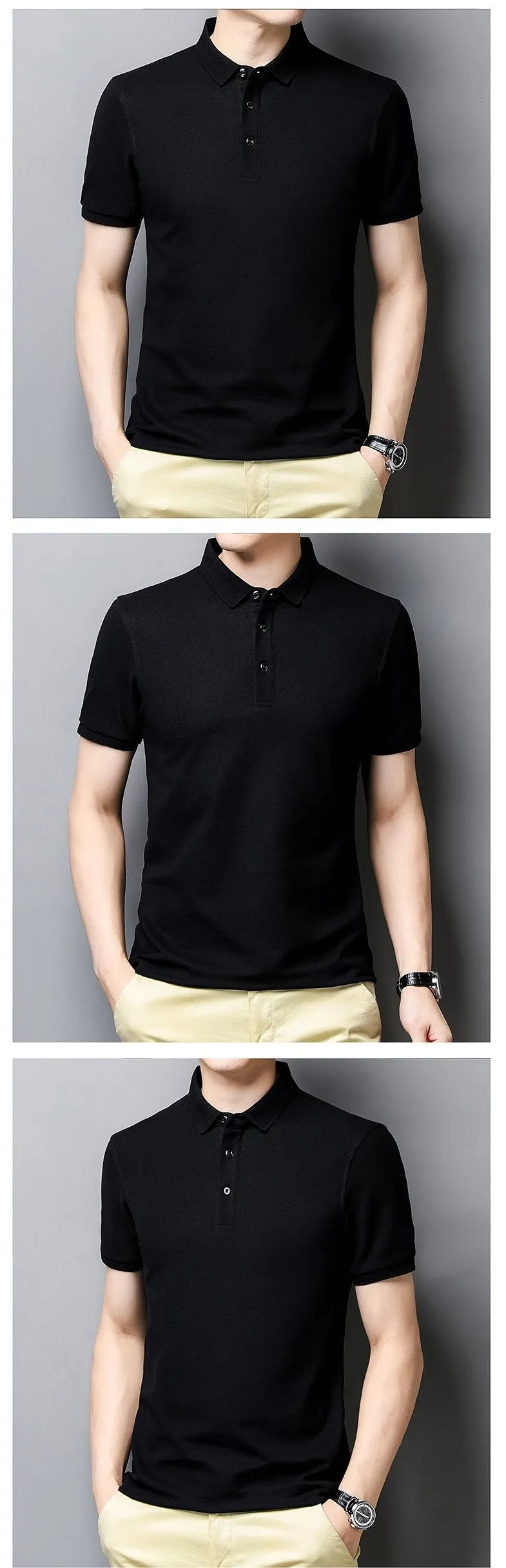 Korean Style Solid Polo Shirt Men's Short Sleeve Summer T Shirt Men's Clothing Streetwear Polo Shirt Korean Clothing