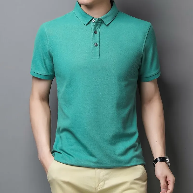 Korean Style Solid Polo Shirt Men's Short Sleeve Summer T Shirt Men's Clothing Streetwear Polo Shirt Korean Clothing