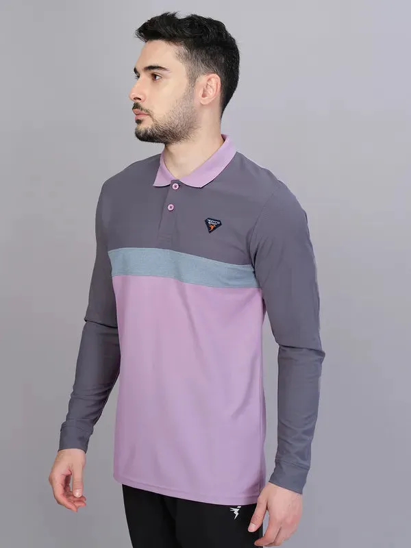 Men Colorblock Slim Fit Polo T-shirt with MATPIQ