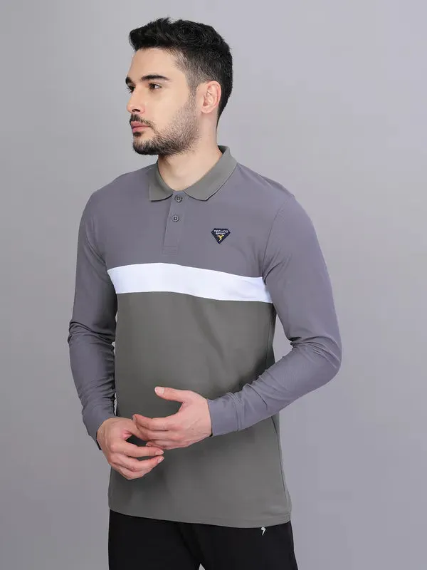 Men Colorblock Slim Fit Polo T-shirt with MATPIQ