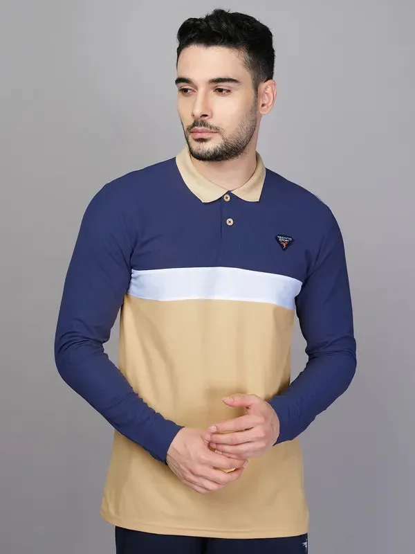 Men Colorblock Slim Fit Polo T-shirt with MATPIQ