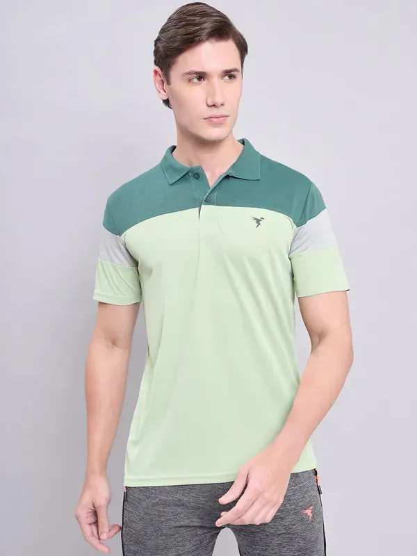 Men Colorblock Slim Fit Polo T-shirt with TECHNO COOL 