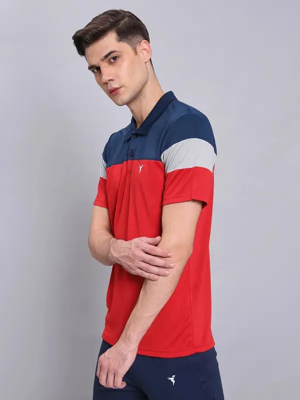 Men Colorblock Slim Fit Polo T-shirt with TECHNO COOL 