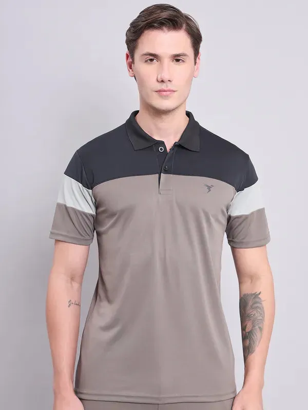 Men Colorblock Slim Fit Polo T-shirt with TECHNO COOL 