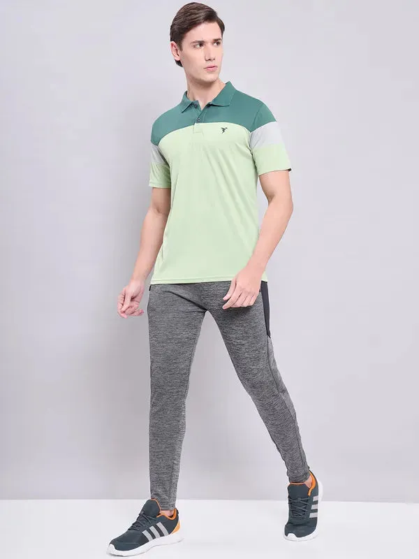 Men Colorblock Slim Fit Polo T-shirt with TECHNO COOL 