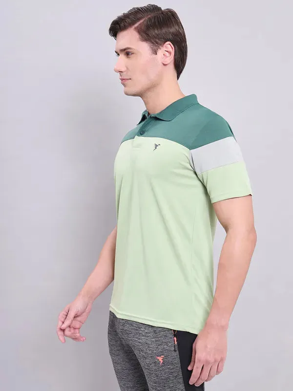 Men Colorblock Slim Fit Polo T-shirt with TECHNO COOL 