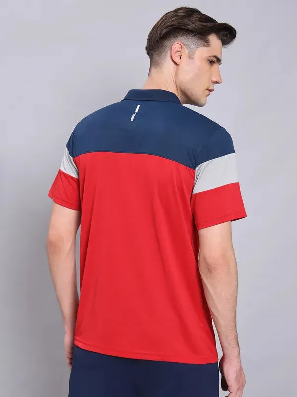 Men Colorblock Slim Fit Polo T-shirt with TECHNO COOL 