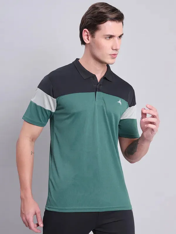 Men Colorblock Slim Fit Polo T-shirt with TECHNO COOL 