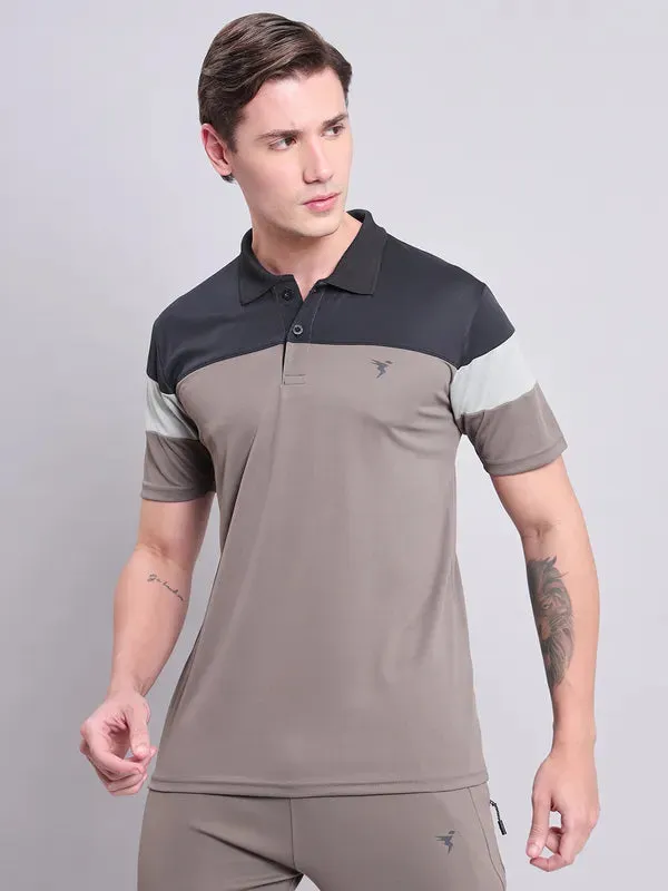 Men Colorblock Slim Fit Polo T-shirt with TECHNO COOL 