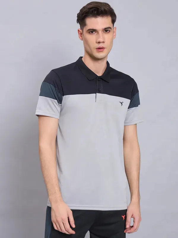 Men Colorblock Slim Fit Polo T-shirt with TECHNO COOL 