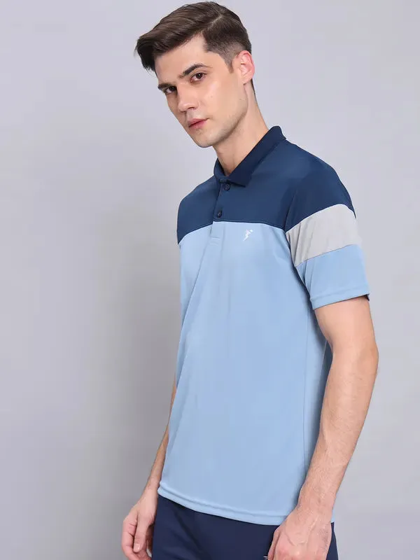 Men Colorblock Slim Fit Polo T-shirt with TECHNO COOL 