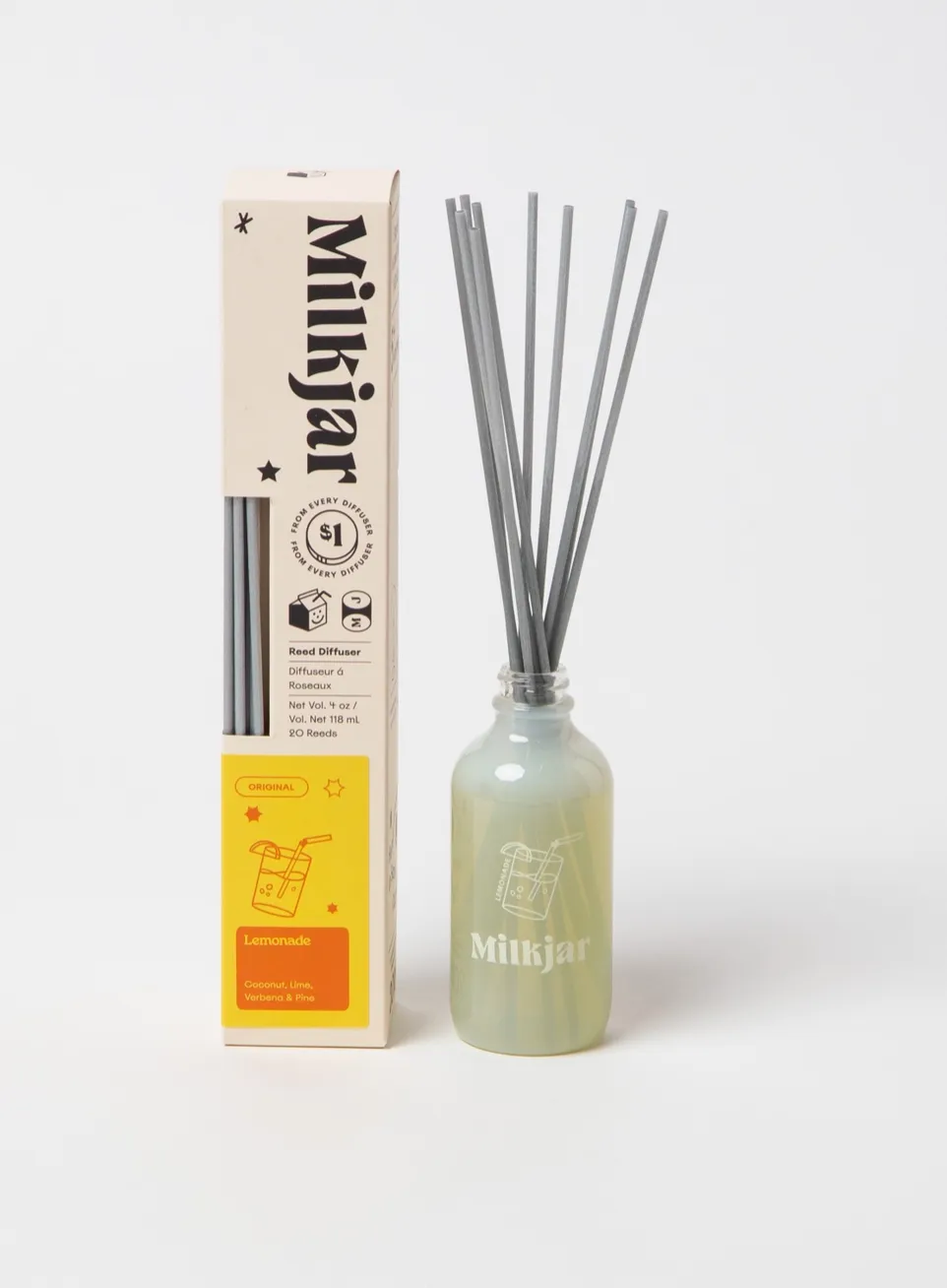 Milk Jar Reed Diffuser - Lemonade