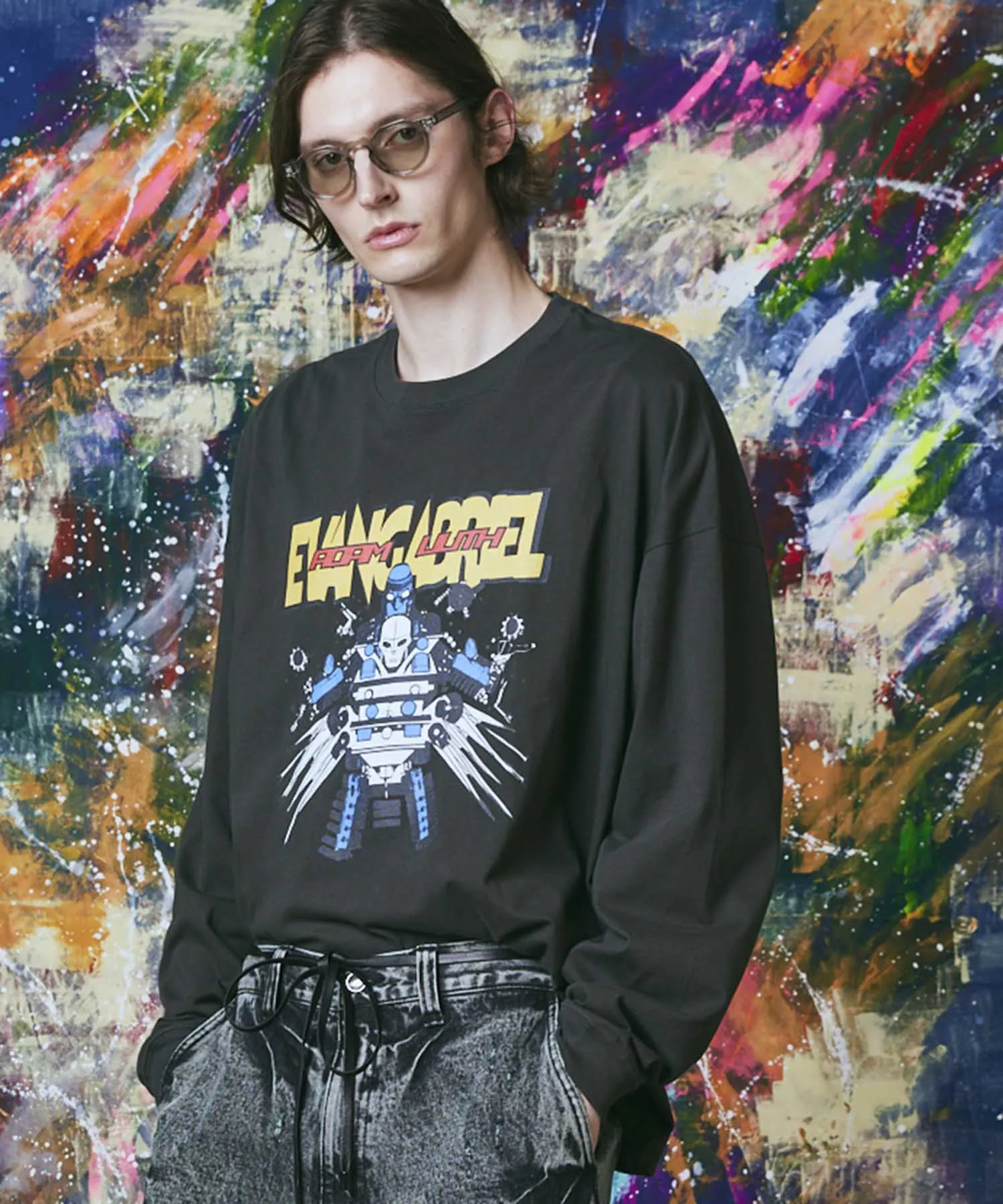 Multi Graphic Prime-Over Crew Neck Pullover