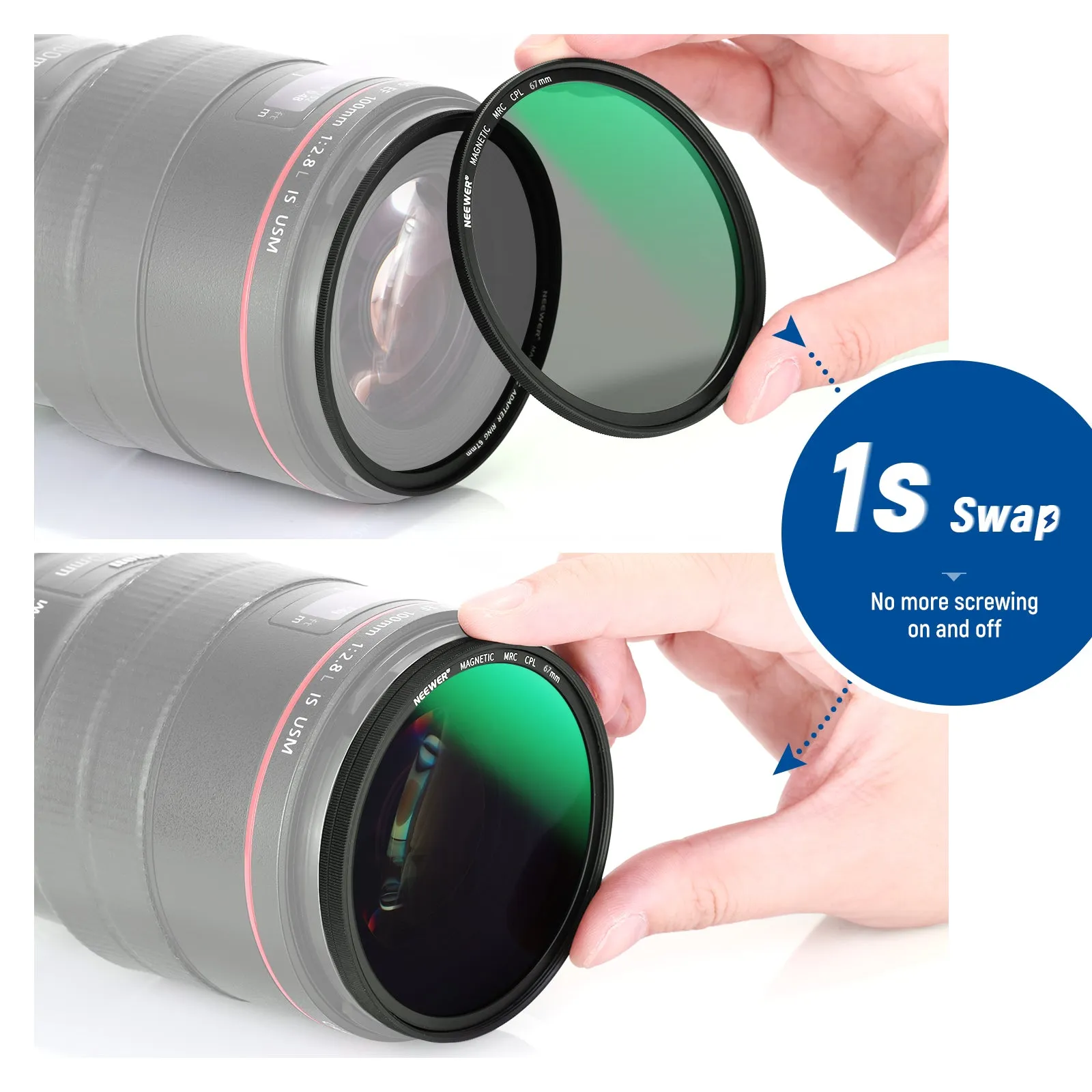 NEEWER 3-in-1 ND1000 Magnetic ND Lens Filter Kit (10 stops)