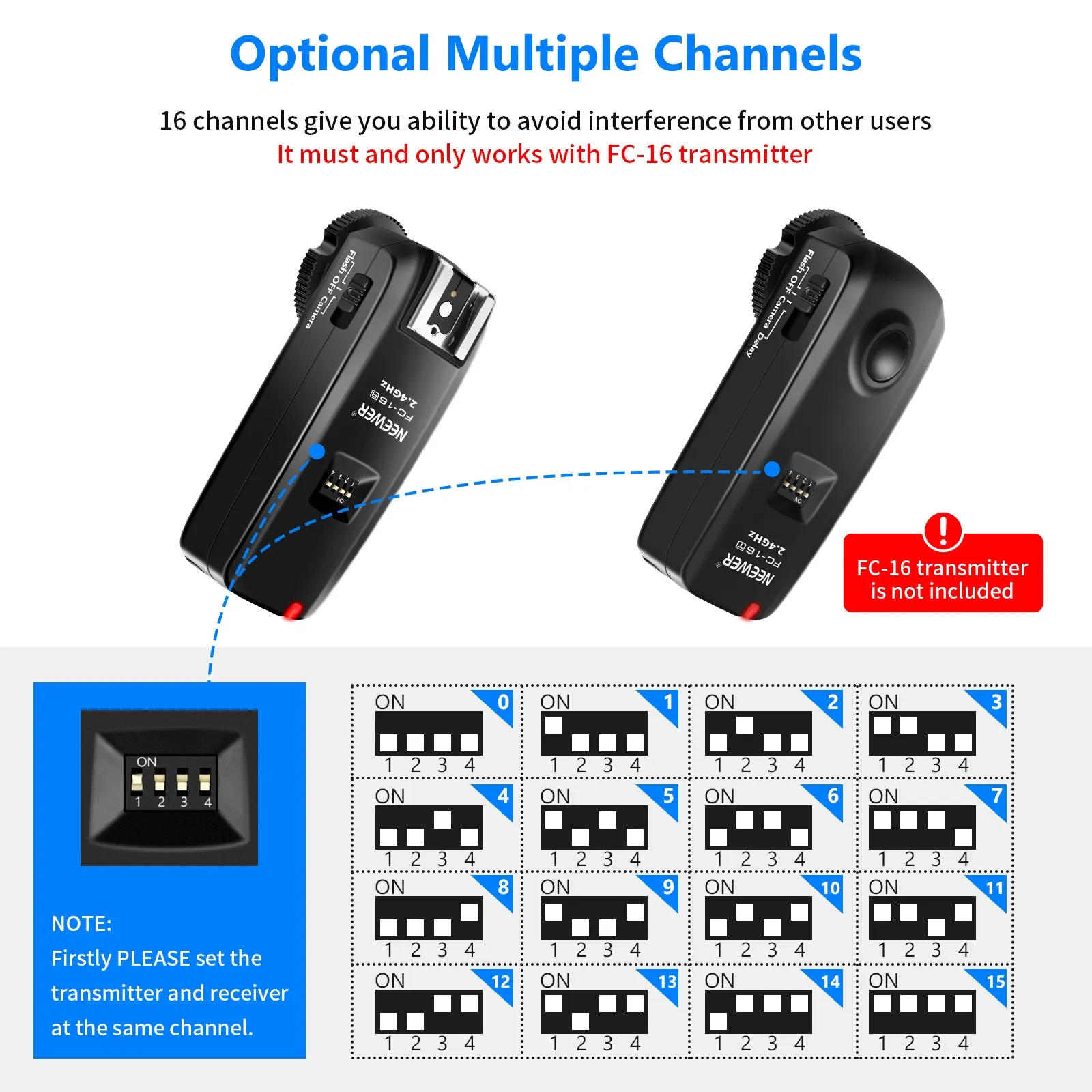 NEEWER FC-16 Wireless Flash Receiver