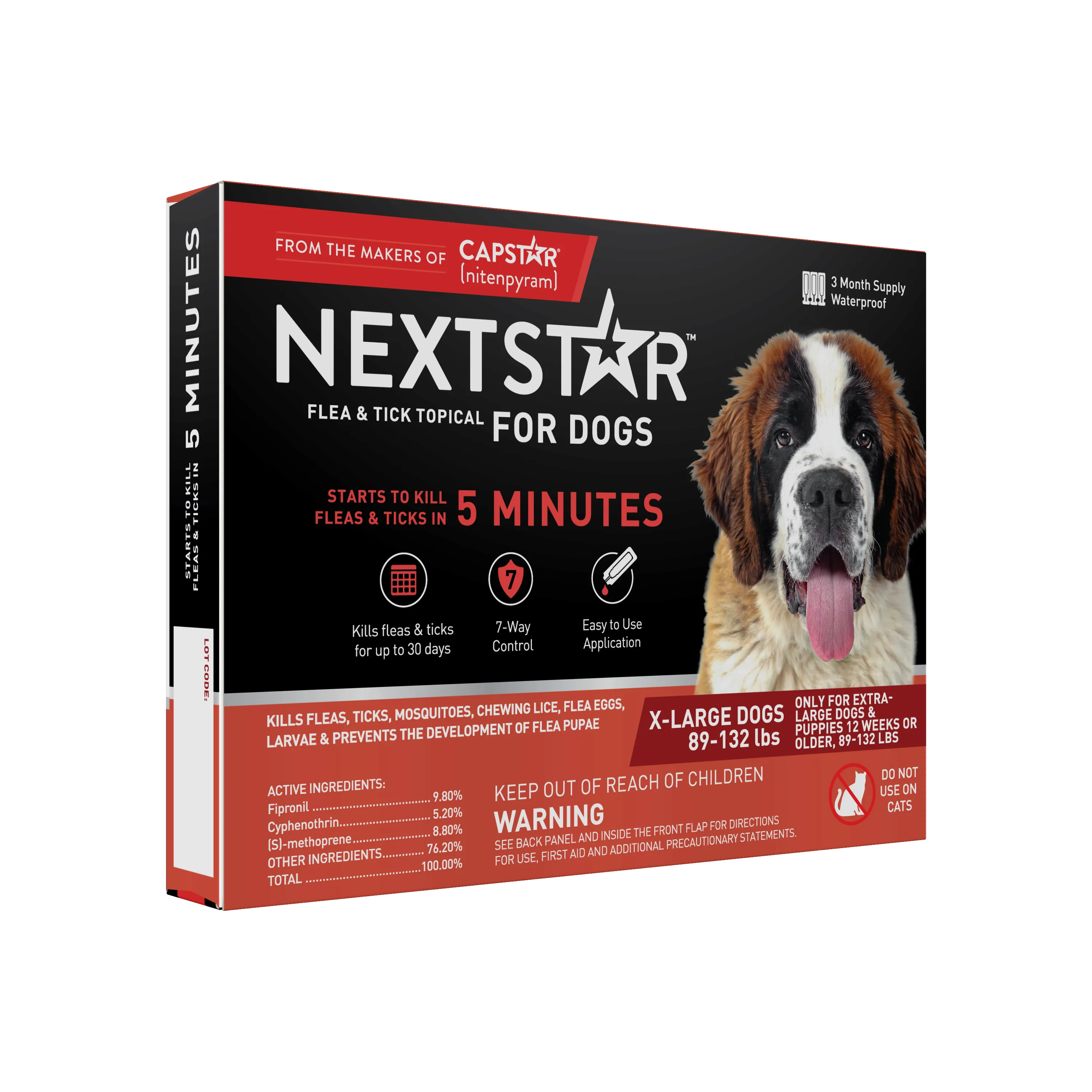 Nextstar Flea & Tick Topical Dog 89-132LB 3CT