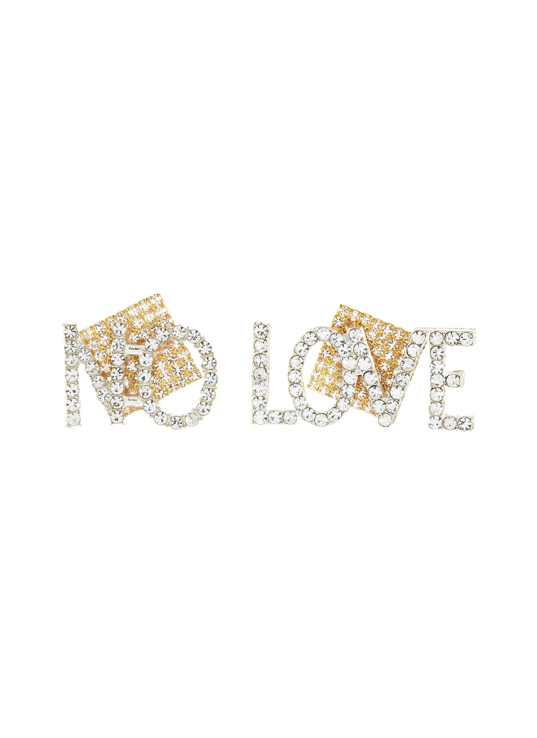 NO LOVE DUAL TONE ASYMMETRIC STUD EARRINGS