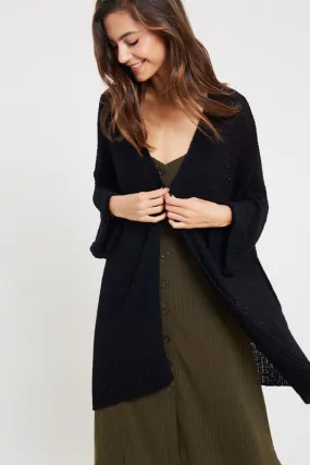 OPEN FRONT LONG LINE CARDIGAN