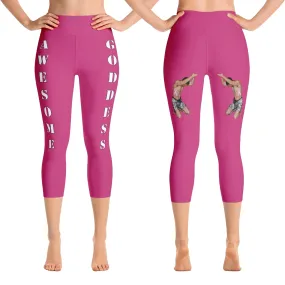 Our best viral leggings magenta awesome goddess white letters