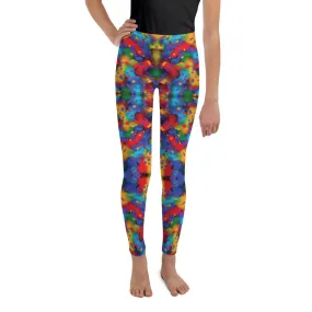 Painted Rainbow Kaleidoscope Youth Leggings,Girls and Boys Matching Family Outfits