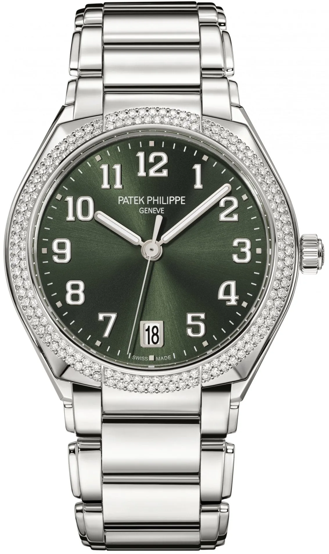 Patek Philippe Twenty~4 Automatic Olive green sunburst Dial Ladies Watch (Ref # 7300/1200A-011)