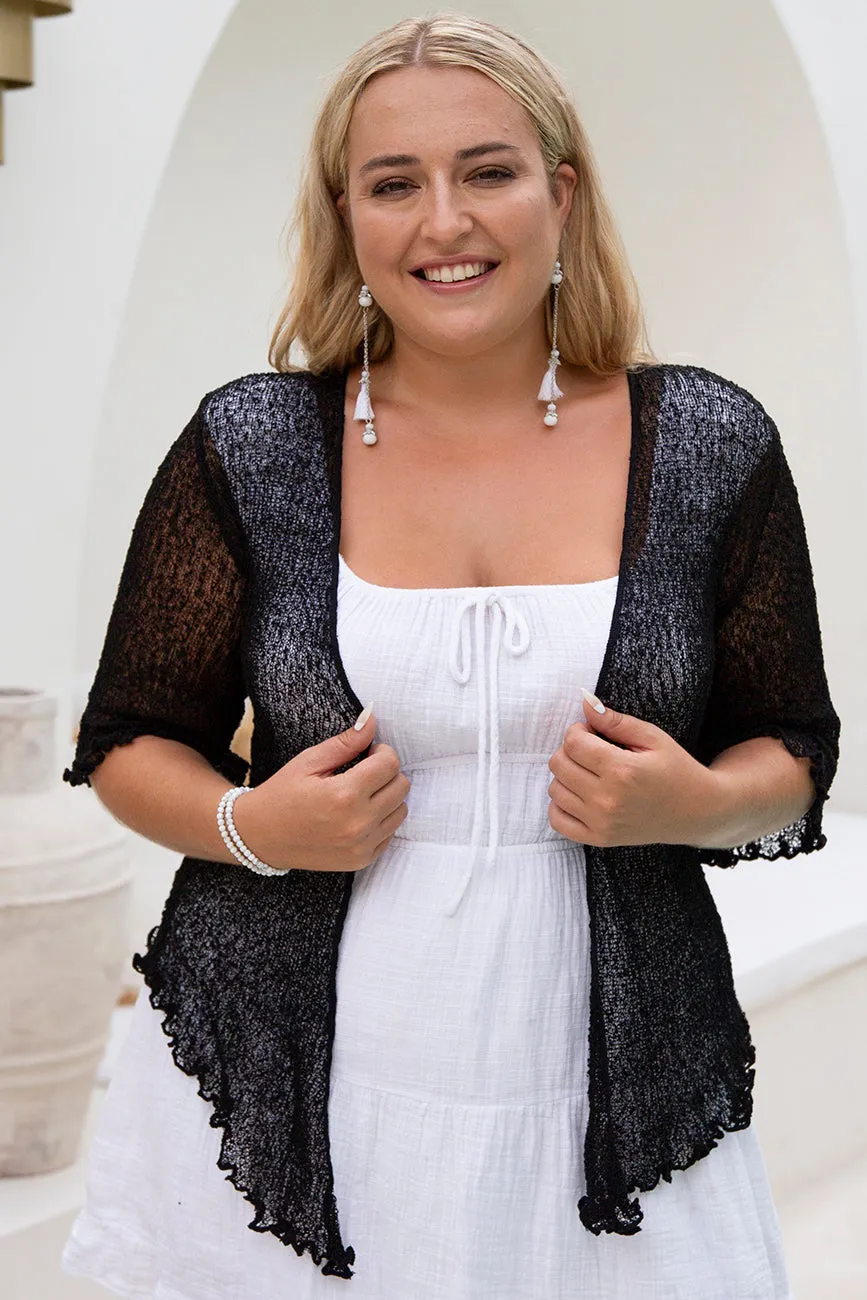 Plus Size Sheer Short Sleeve Cardigan